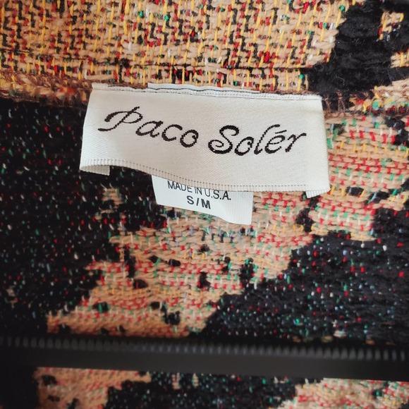 Paco Soler Vintage Tapestry Zebra Pattern Short Blazer Size S/M Tan Black 90s - Picture 4 of 12
